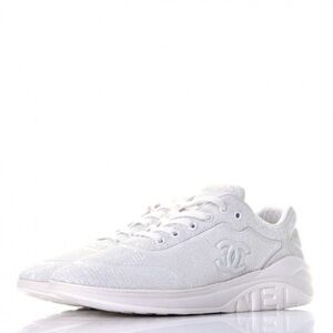 CHANEL Sequin CC Sneakers‎ White Size 10